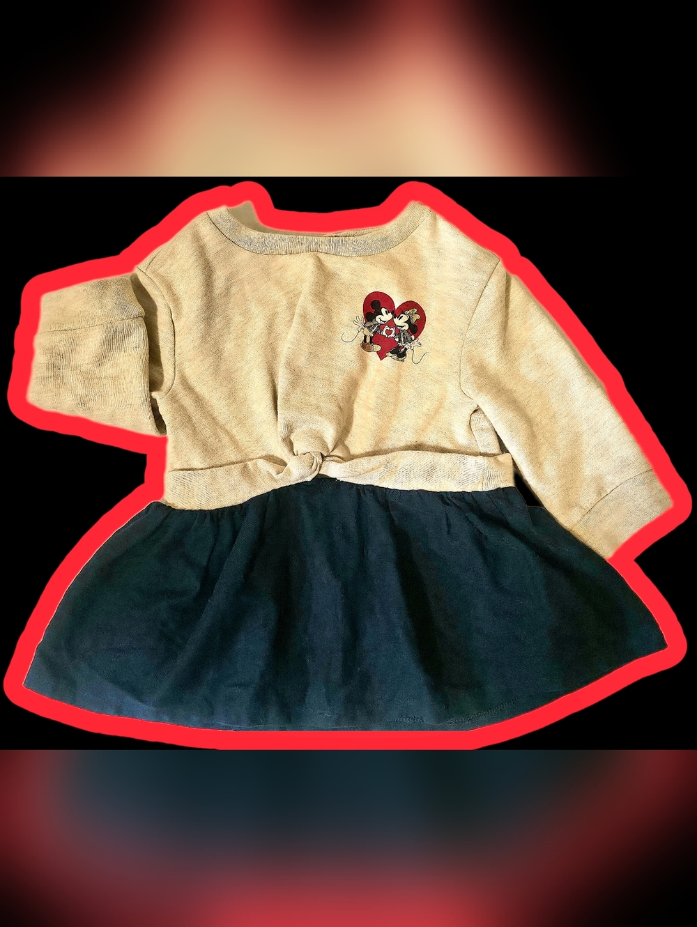 BABY GAP×DISNEY Beige Minnie&Mickey Baby 2in1 Sweatshirt Dress 12 To 18 MONTHS